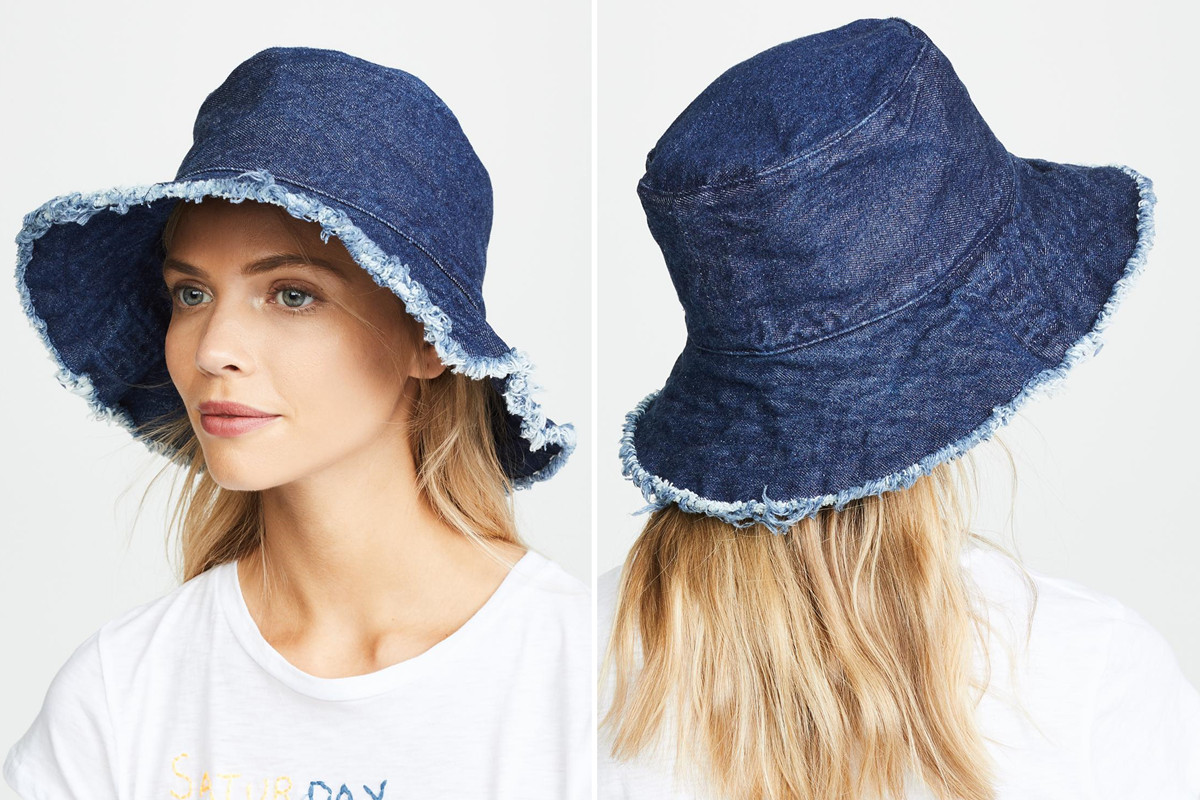 San Diego Hat Co. Denim Bucket Hat With Fray Edges