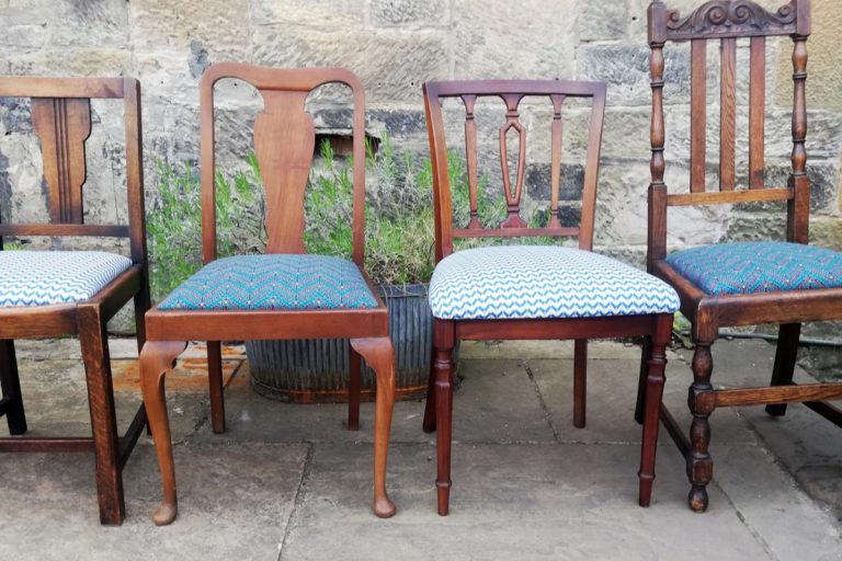 How Vintage British Check Fabric Dining Chairs