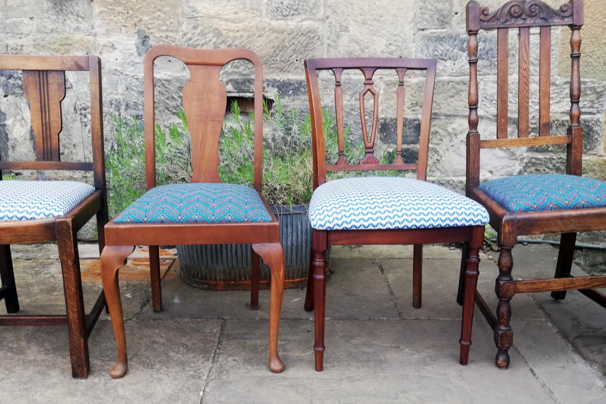 How Vintage British Check Fabric Dining Chairs